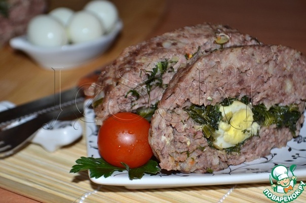 Мясной хлеб с яйцом в мультиварке